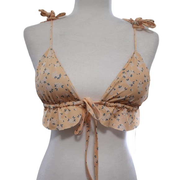 Farago The Label Lucia Triangle Bikini Top in Yellow Floral - NWT - Picture 2 of 12